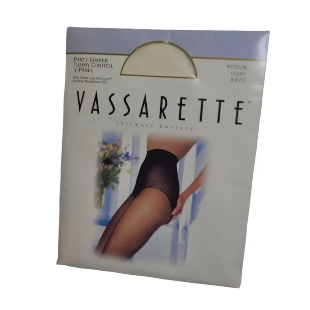 VINTAGE‎ Vassarette ivory panty shaper tummy control nylons tights M